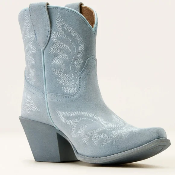 Ariat Suede Light Blue Ankle Boots Chandler In Baby Blue Jean Suede Size - Picture 11 of 16